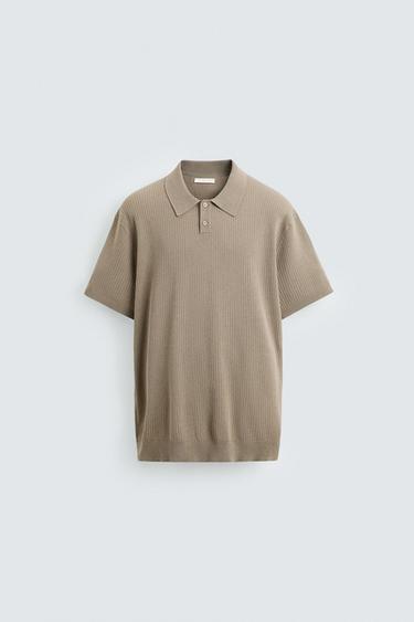 RIB KNIT POLO SHIRT - Beige by Zara