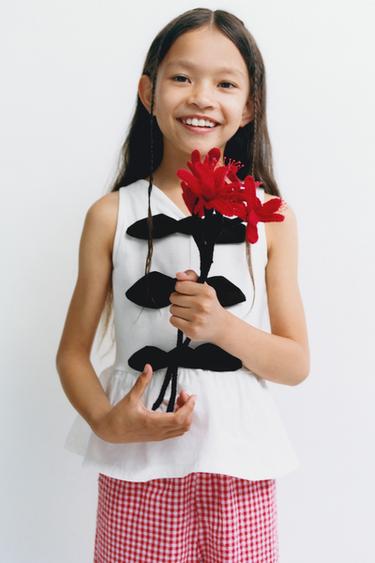 CONTRAST T-SHIRT WITH BOWS - White by Zara
