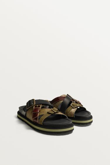 LTHR SNDLS - Sea green by Zara