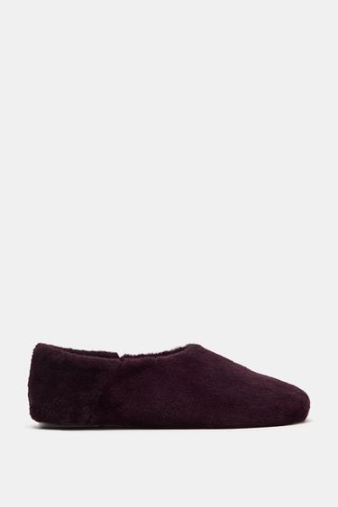 FAUX FUR BALLET SLIPPERS - Mauve Purple by Zara