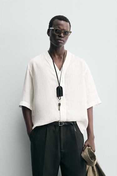100% LINEN SHIRT - White by Zara