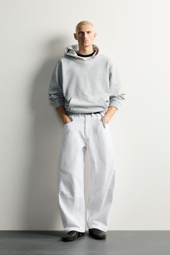 BARREL FIT TROUSERS - White by Zara - Image 0
