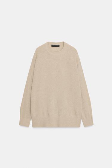 100% WOOL OVERSIZE JUMPER - Beige by Zara