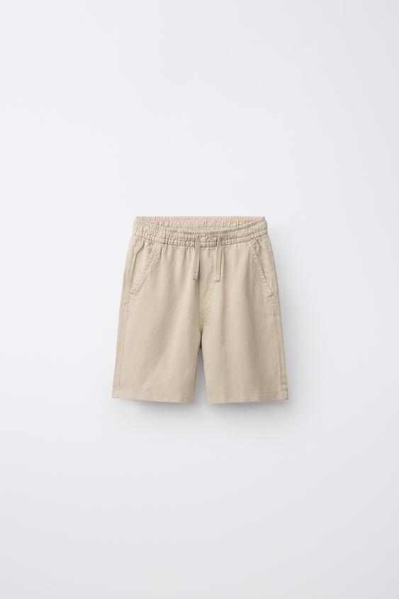 LINEN BLEND LOOSE-FITTING BERMUDA SHORTS - Sand by Zara - Image 0