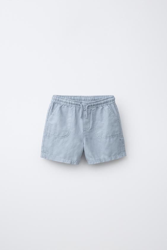 COTTON/LINEN BERMUDA SHORTS - Blue by Zara - Image 0