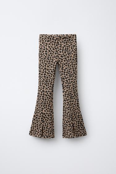 ANIMAL PRINT FLARED RIBBED LEGGINGS - Leopard by Zara - Image 0