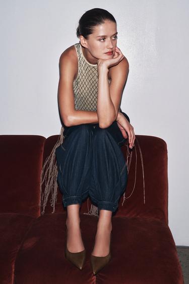 LEATHER KITTEN HEEL SHOES - Brown by Zara - Image 0