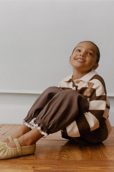 LACE TRIM SAROUEL TROUSERS - Brown by Zara