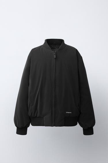 RUBBERISED BOMBER JACKET WITH DETACHABLE HOOD - Black by Zara