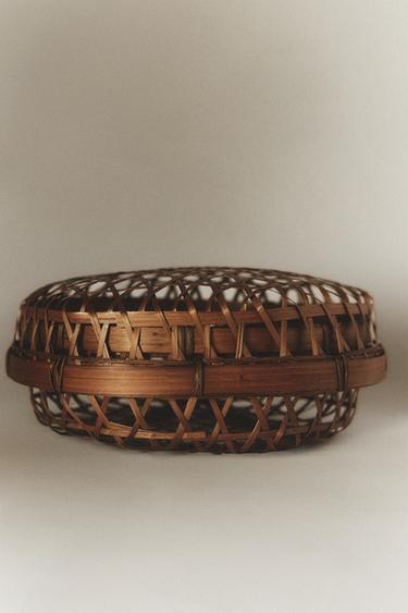 BAMBOO BASKET WITH LID - Light beige by Zara