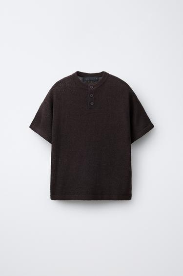 RUSTIC KNIT T-SHIRT - chocolate by Zara