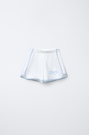 VARSITY PRINT PLUSH BERMUDA SHORTS - White by Zara