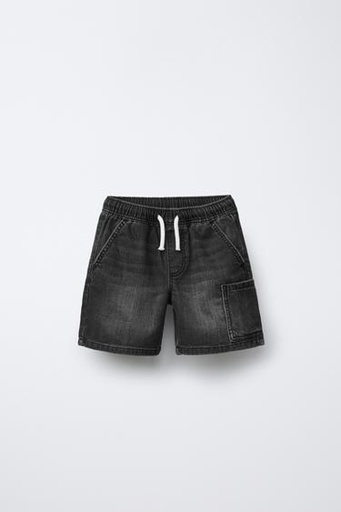 LOOSE-FITTING DENIM BERMUDA SHORTS - Black by Zara