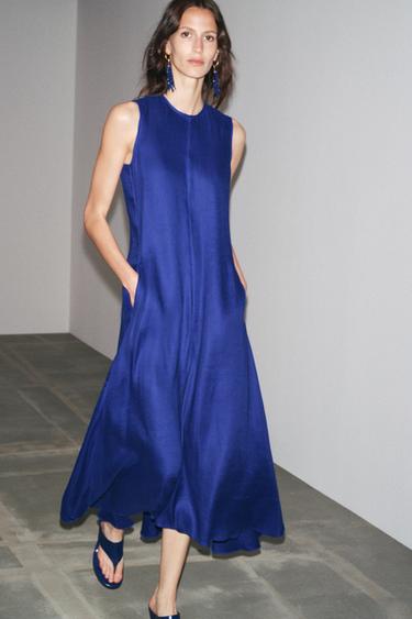 ZW COLLECTION LINEN BLEND DRESS - Bluish by Zara - Image 0