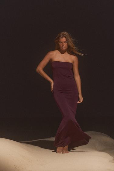 STRAPPY BACK BANDEAU DRESS - Dark aubergine by Zara