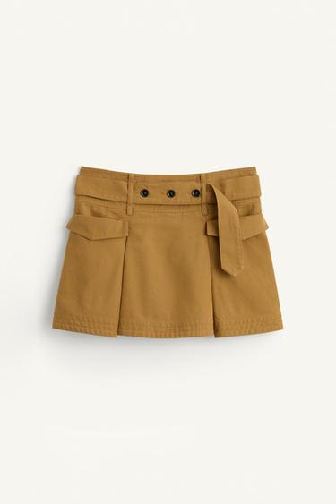 CTTN PLTD SKRT - Olive green by Zara