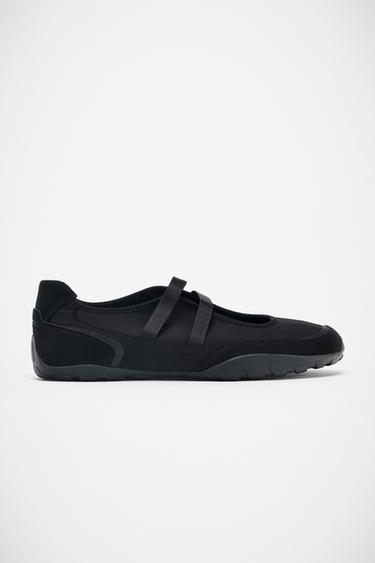 TWO-TONE DOUBLE STRAP BALLERINAS - Black by Zara