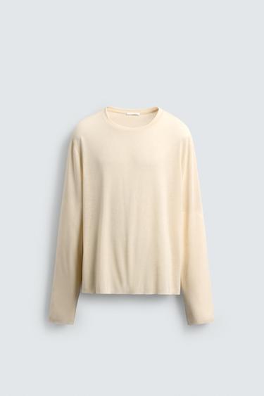 LIGHTWEIGHT LONG SLEEVE T-SHIRT - White by Zara