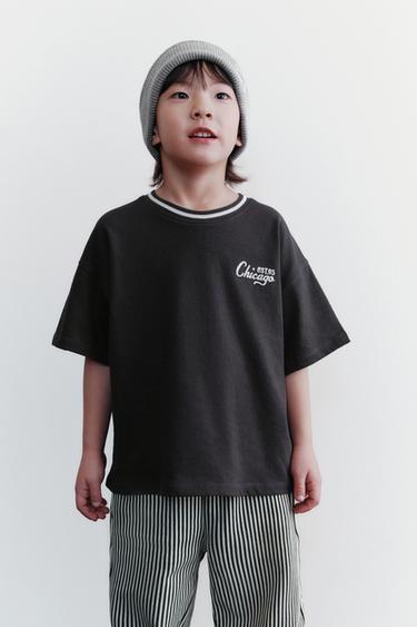 EMBROIDERED SLOGAN T-SHIRT - Anthracite grey by Zara