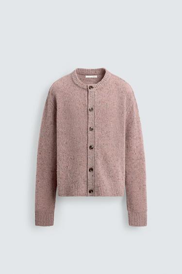 WOOL BLEND FLECKED CARDIGAN - Pink by Zara