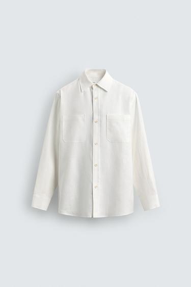 100% LINEN REGULAR FIT SHIRT - White by Zara