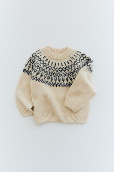 JACQUARD KNIT JUMPER WITH WOOL AND ALPACA - Vanilla by Zara