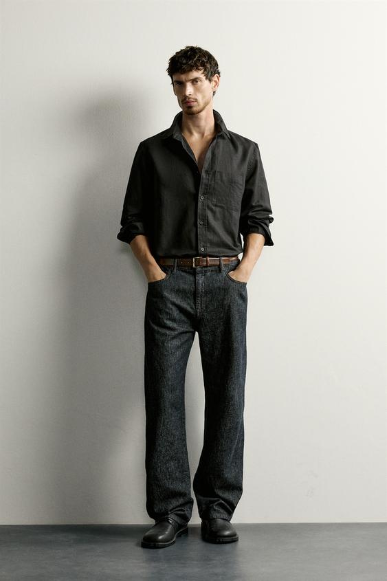 LINEN/COTTON REGULAR FIT SHIRT - Black by Zara - Image 0