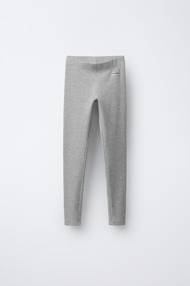 RIBBED LEGGINGS WITH LABEL - Grey marl by Zara