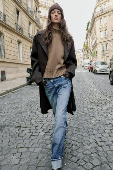 JEANS Z.09 STRAIGHT CROSSOVER HIGH-WAIST FULL LENGTH - Indigo by Zara