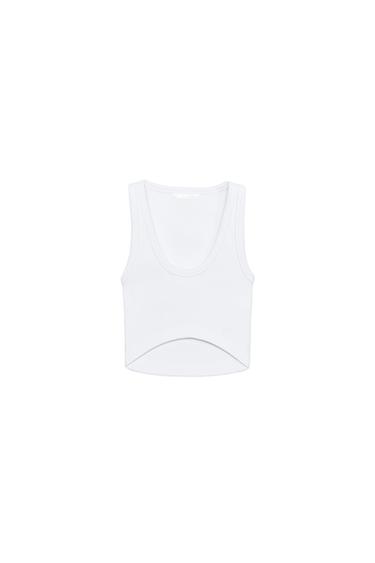 RIB CROP TOP - White by Zara