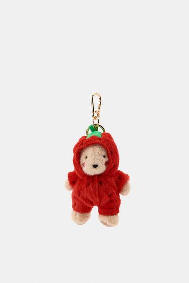 STRAWBERRY BEAR CHARM KEY RING - Red by Zara