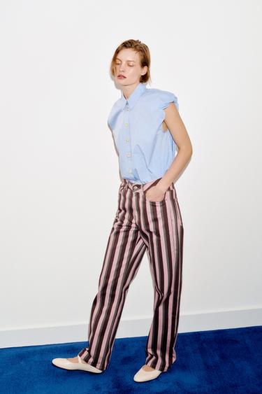 Z1975 STRAIGHT STRIPED MID-RISE JEANS - striped by Zara