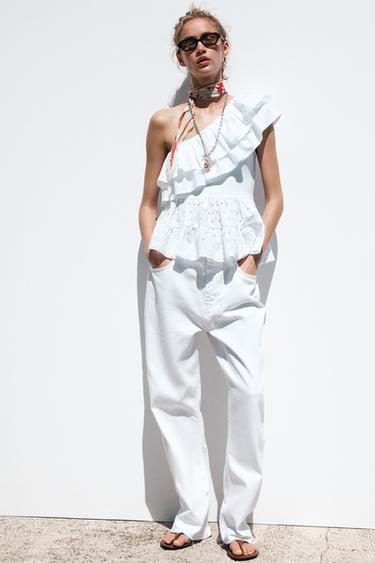 ASYMMETRIC EMBROIDERED TOP - White by Zara - Image 0