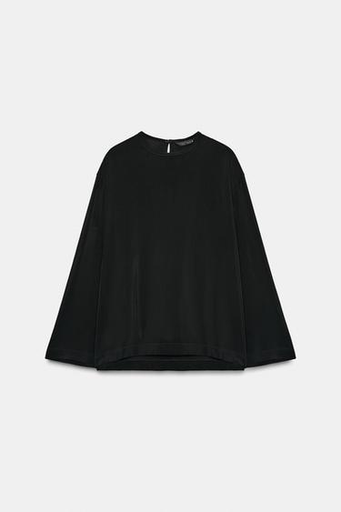 ZW COLLECTION FLOWING BLOUSE - Black by Zara