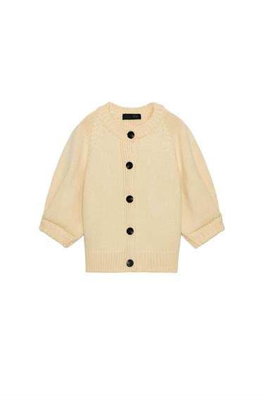 CARDIGAN WITH PUFF SLEEVES - Yellow by Zara