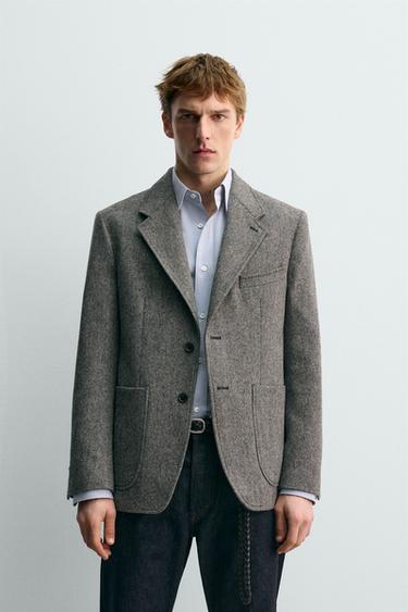 100% WOOL TEXTURED BLAZER AARON LEVINE X ZARA - Grey by Zara