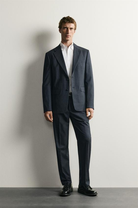CHECK REGULAR FIT SUIT TROUSERS - Blue by Zara - Image 0