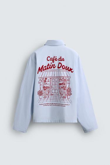 GRAPHIC STRIPED SHIRT - Light blue by Zara