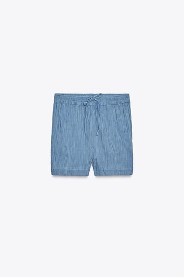 ZW COLLECTION STRIPED BERMUDA SHORTS - Blue by Zara