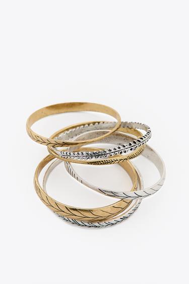PACK OF COMBINED RIGID BANGLES - Gold / Silver by Zara