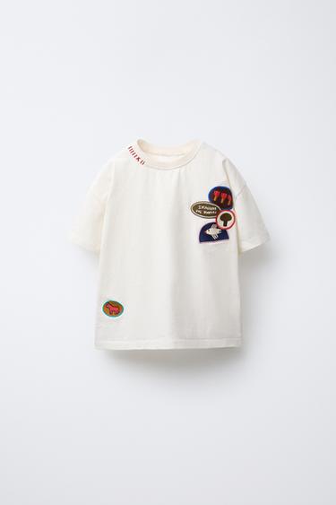 EMBROIDERED T-SHIRT - Ecru by Zara