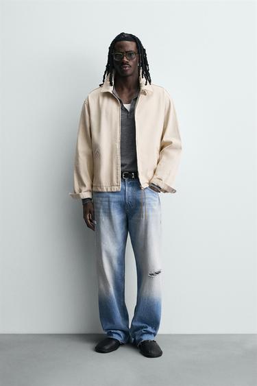 DENIM ZIP-UP JACKET - Sand by Zara - Image 0