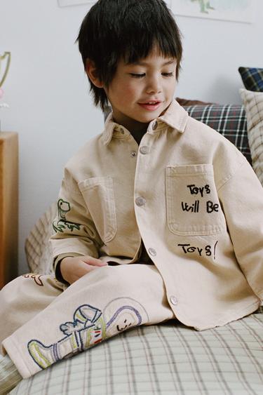 TWILL BAGGY TROUSERS WITH TOY STORY © DISNEY PIXAR EMBROIDERY - Ecru by Zara