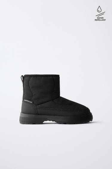 QUILTED NYLON WATER-REPELLENT BOOTS - Black by Zara