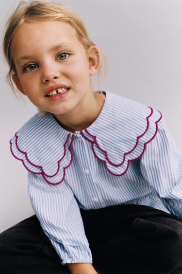 DOUBLE COLLAR STRIPED SHIRT - Blue by Zara