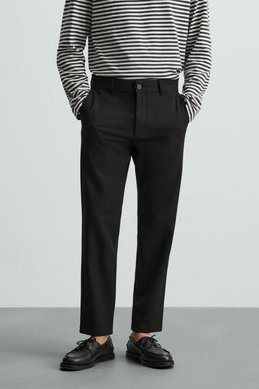 COMFORT TEXTURED CHINO TROUSERS - Black by Zara