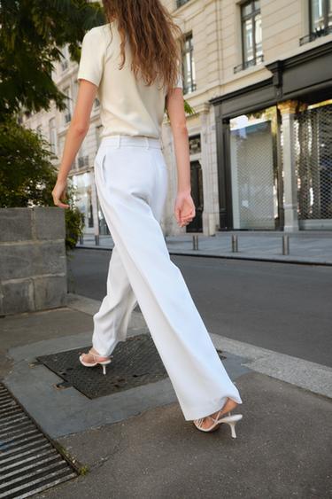 WIDE-LEG TROUSERS WITH DARTS - Oyster-white by Zara