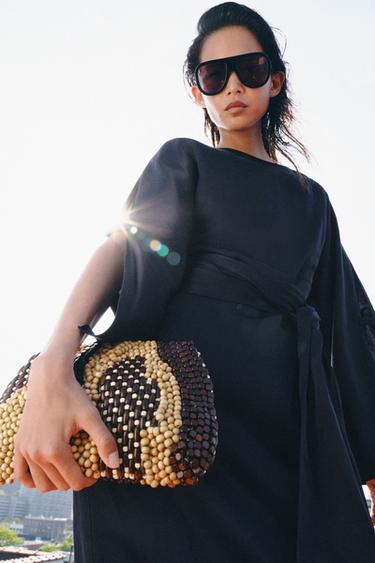 BEADED POUCH BAG - Brown by Zara