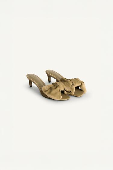 LIMITED EDITION MAXI BOW HEELED SANDALS - Sand Brown by Zara