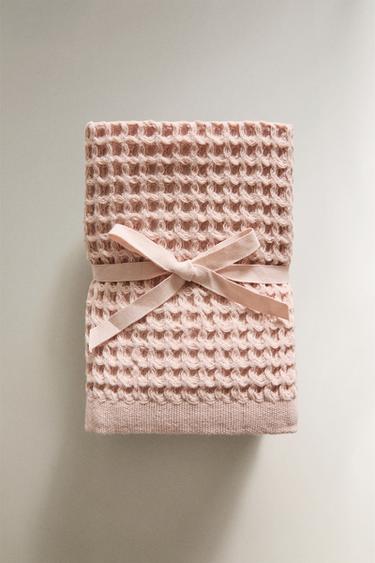 WAFFLE-KNIT COTTON HAND TOWEL (PACK OF 3) - Light pink by Zara